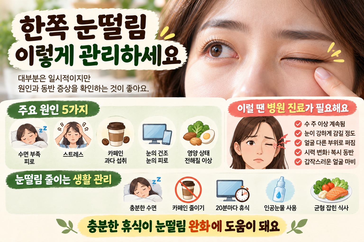 한쪽 눈떨림 원인, 마그네슘보다 먼저 확인할 5가지와 병원 가야 할 신호