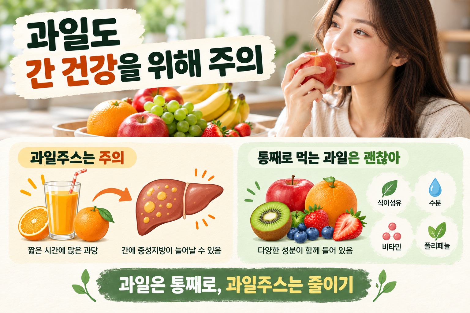 과일 지방간 위험, 통째로 먹는 과일과 과일주스가 다른 이유