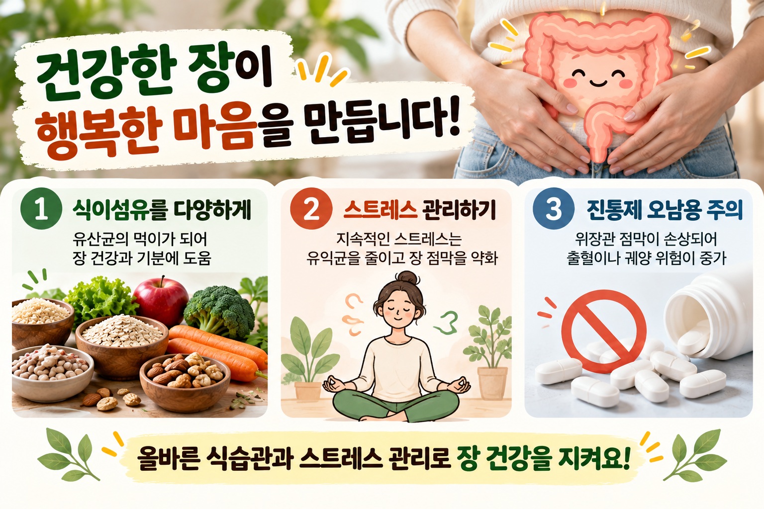 장 건강 지키는 방법, 식이섬유 다양하게 먹고 스트레스 줄여야 하는 이유