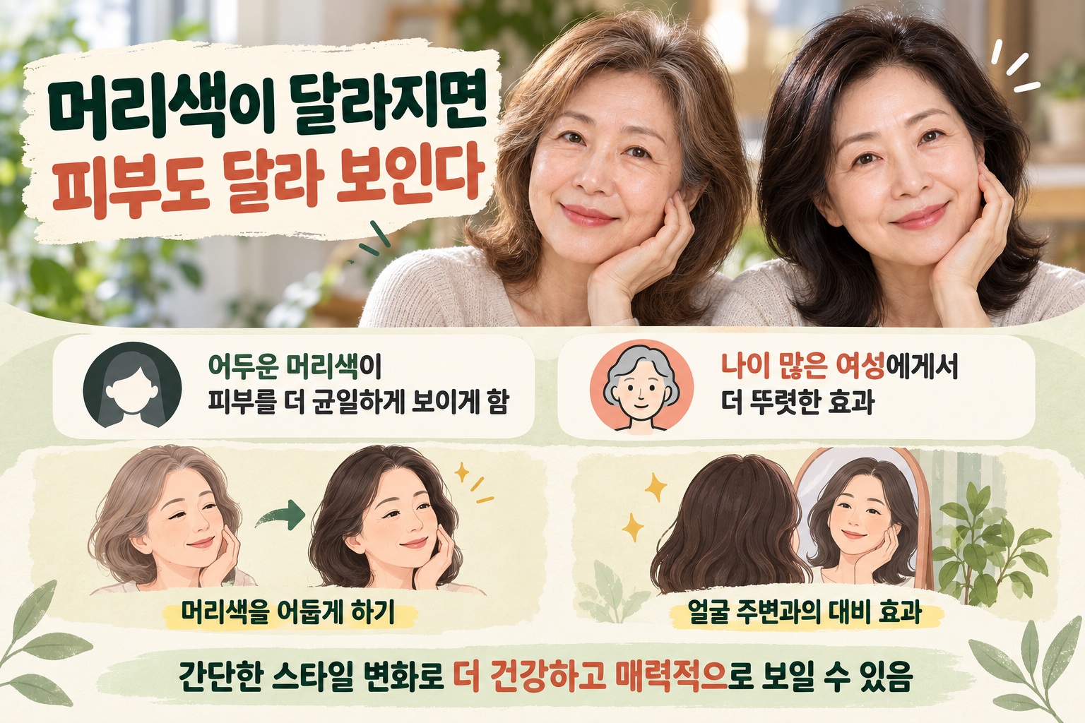 머리색과 피부 인상, 나이 든 여성은 어두운 머리일수록 피부가 더 고르게 보였다