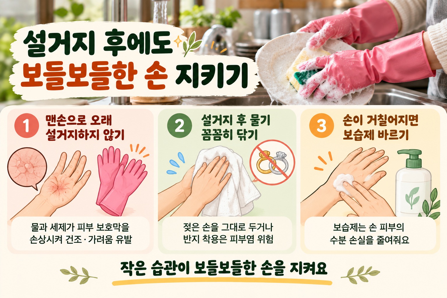 설거지 손습진 예방법, 맨손 설거지보다 더 주의해야 할 3가지 습관