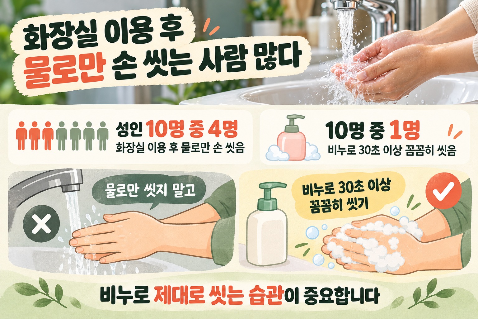 올바른 손 씻기, 성인 10명 중 1명뿐…비누로 30초 씻어야 하는 이유