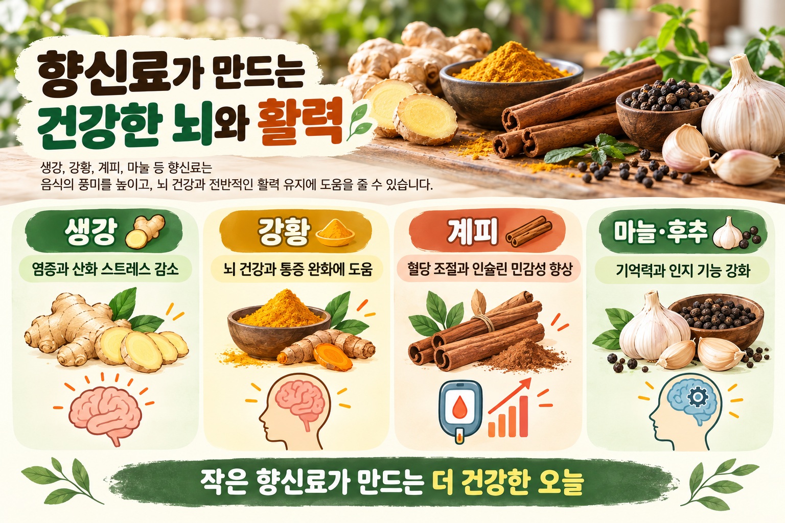 건강에 좋은 향신료 4가지, 생강·후추·강황·계피가 주목받는 이유