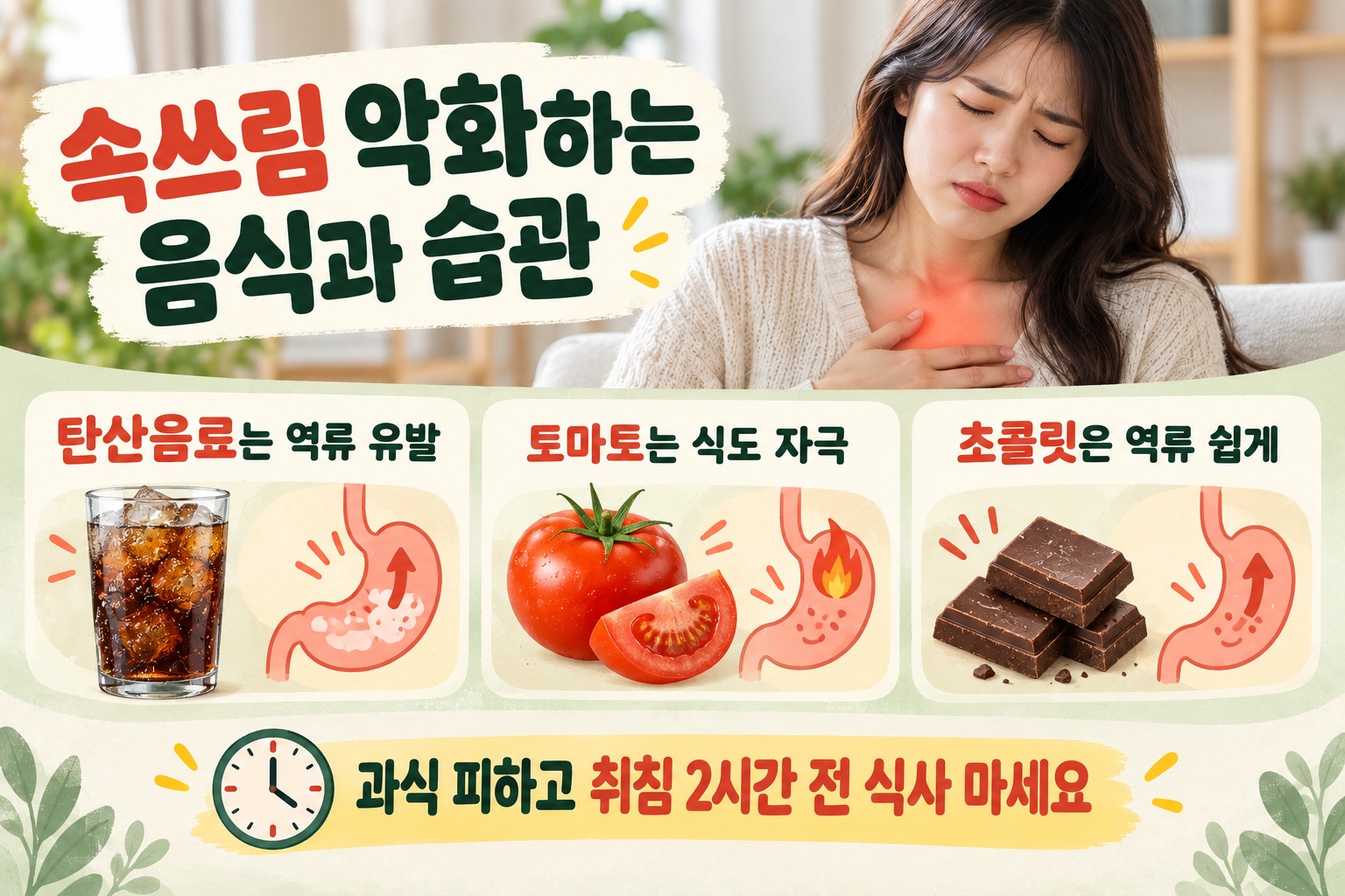 속쓰림 피해야 할 음식, 탄산·토마토·초콜릿도 주의해야 하는 이유