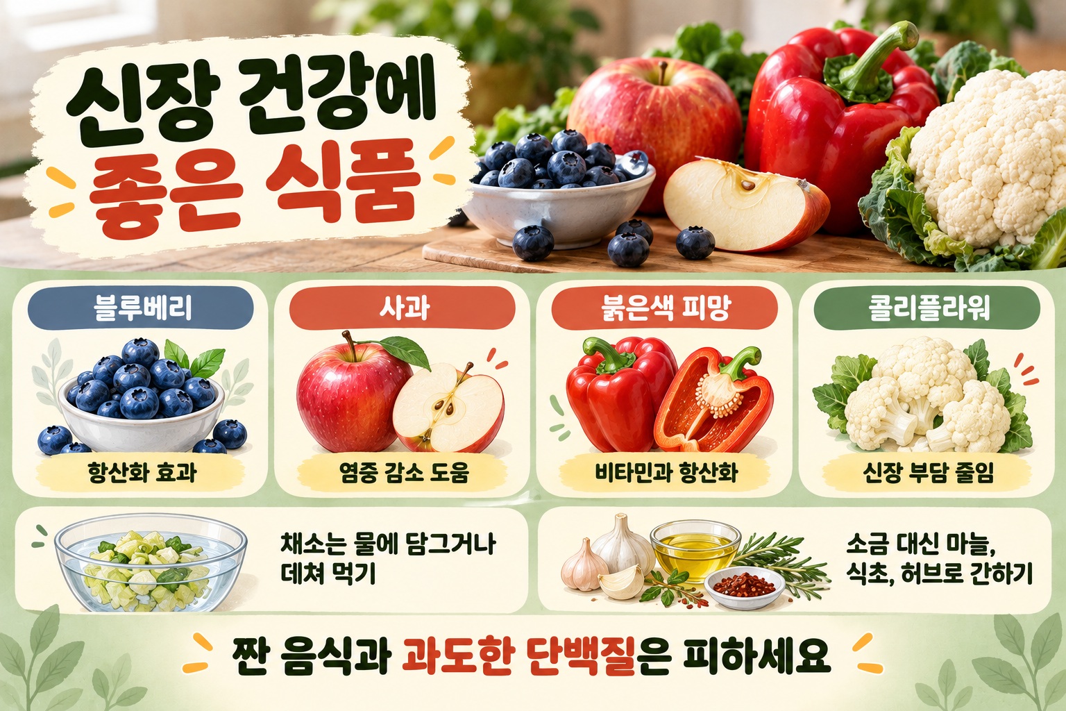 신장에 좋은 음식 4가지, 염분·단백질·칼륨까지 챙기는 식사법