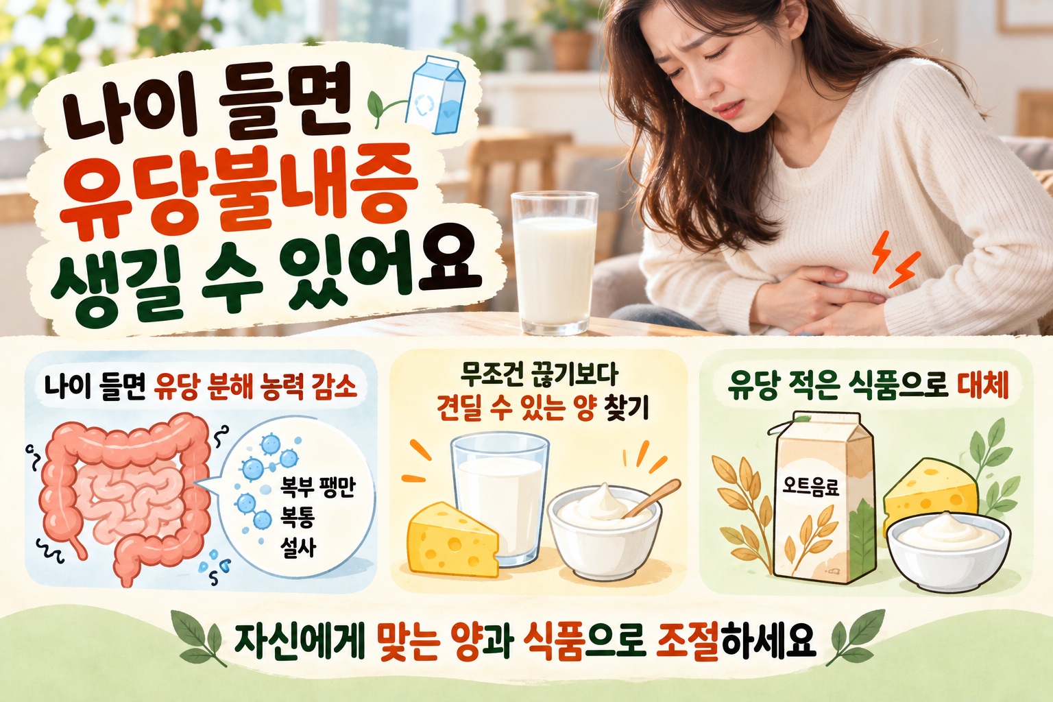 유당불내증 증상, 우유 잘 마시던 성인도 갑자기 복통·설사 생기는 이유