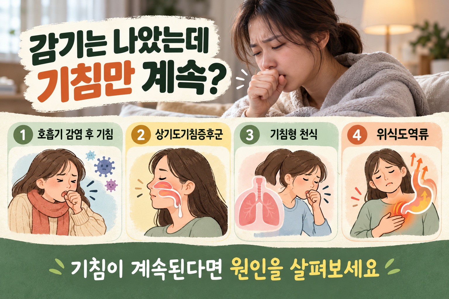 감기 후 기침 오래가는 이유 4가지, 3주 넘으면 천식·후비루·역류 확인해야