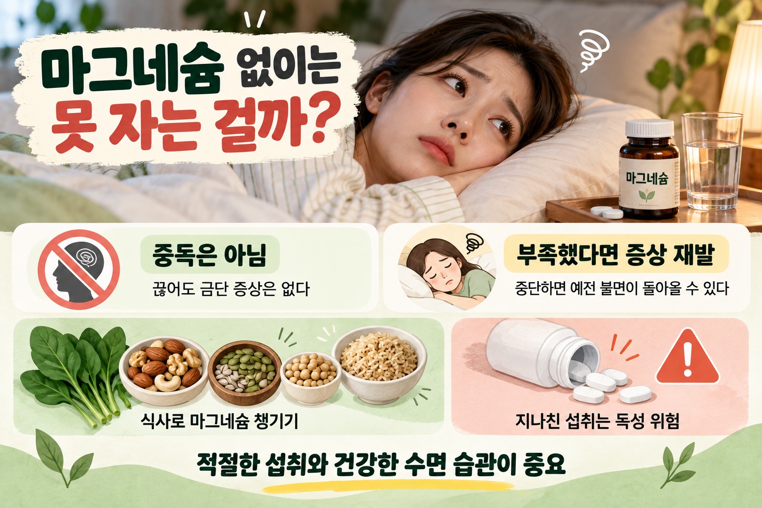 마그네슘 수면, 끊으면 잠 안 오는 건 중독일까? 과다 섭취 주의점