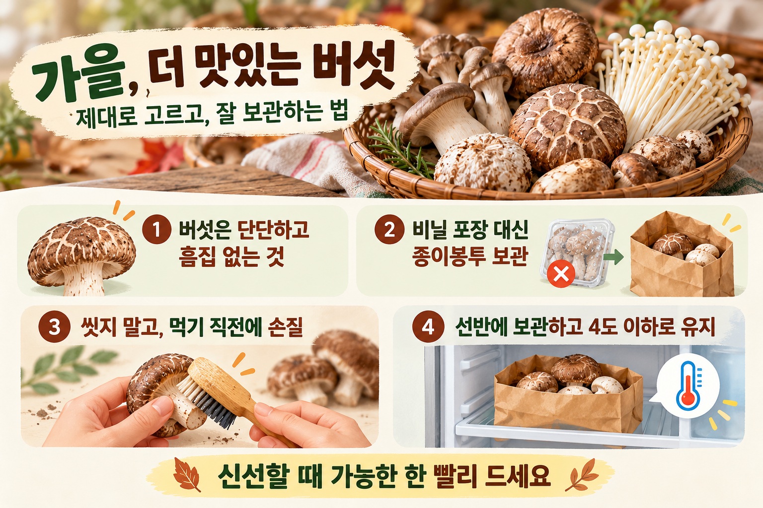 버섯 보관법, 비닐보다 종이봉투가 좋은 이유와 신선하게 오래 두는 법