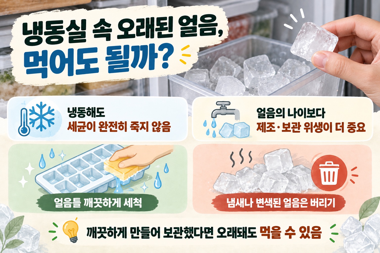 오래된 얼음 먹어도 될까? 냉동해도 세균이 사라지지 않는 이유와 위생 관리법