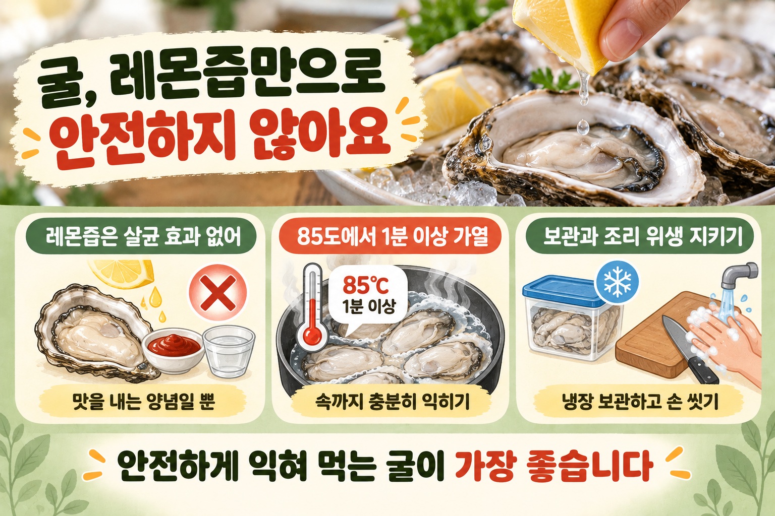 굴 레몬즙 식중독 예방될까, 생굴 노로바이러스 막는 안전한 먹는 법