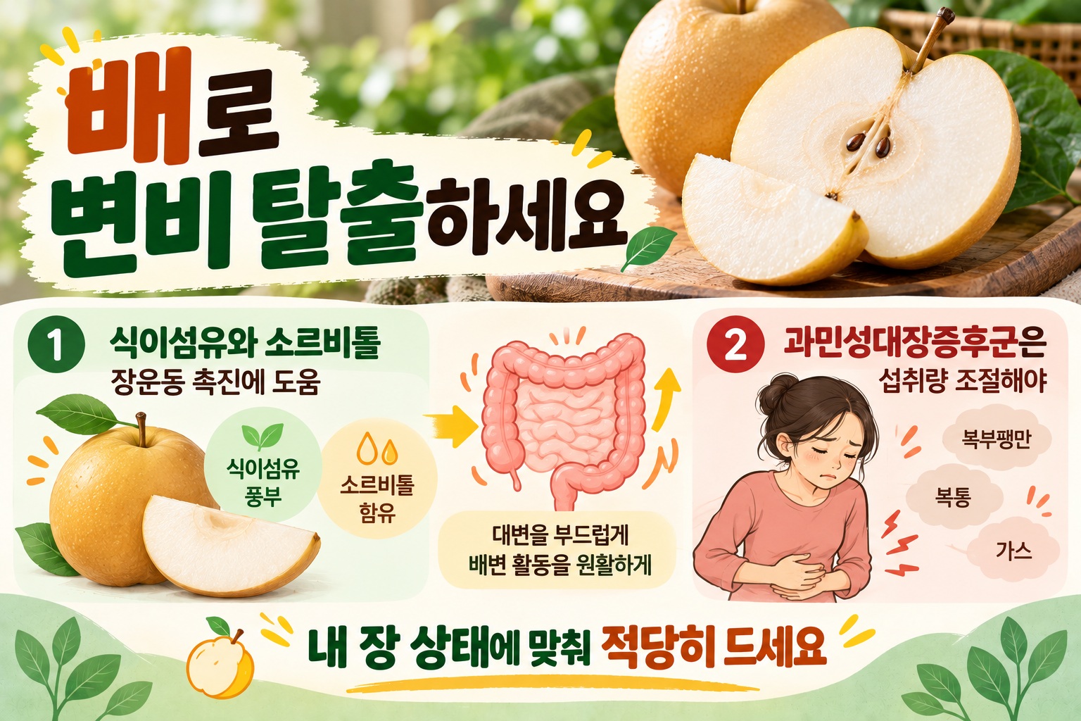 변비에 좋은 배, 식이섬유·소르비톨이 배변 돕는 이유와 섭취 주의점