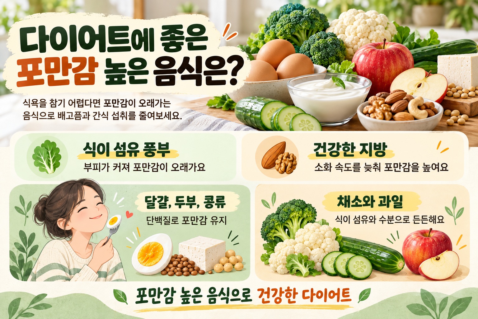 포만감 높은 음식 7가지, 다이어트 중 배고픔 줄이는 식품과 먹는 법