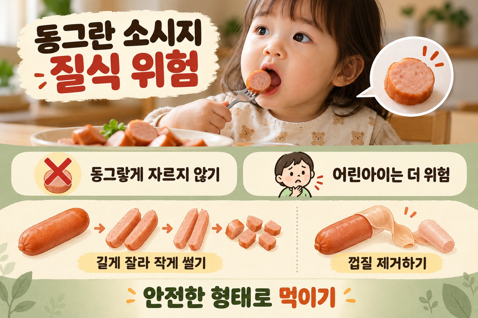아이 소시지 질식 위험, 동그랗게 자르면 안 되는 이유와 안전하게 자르는 법