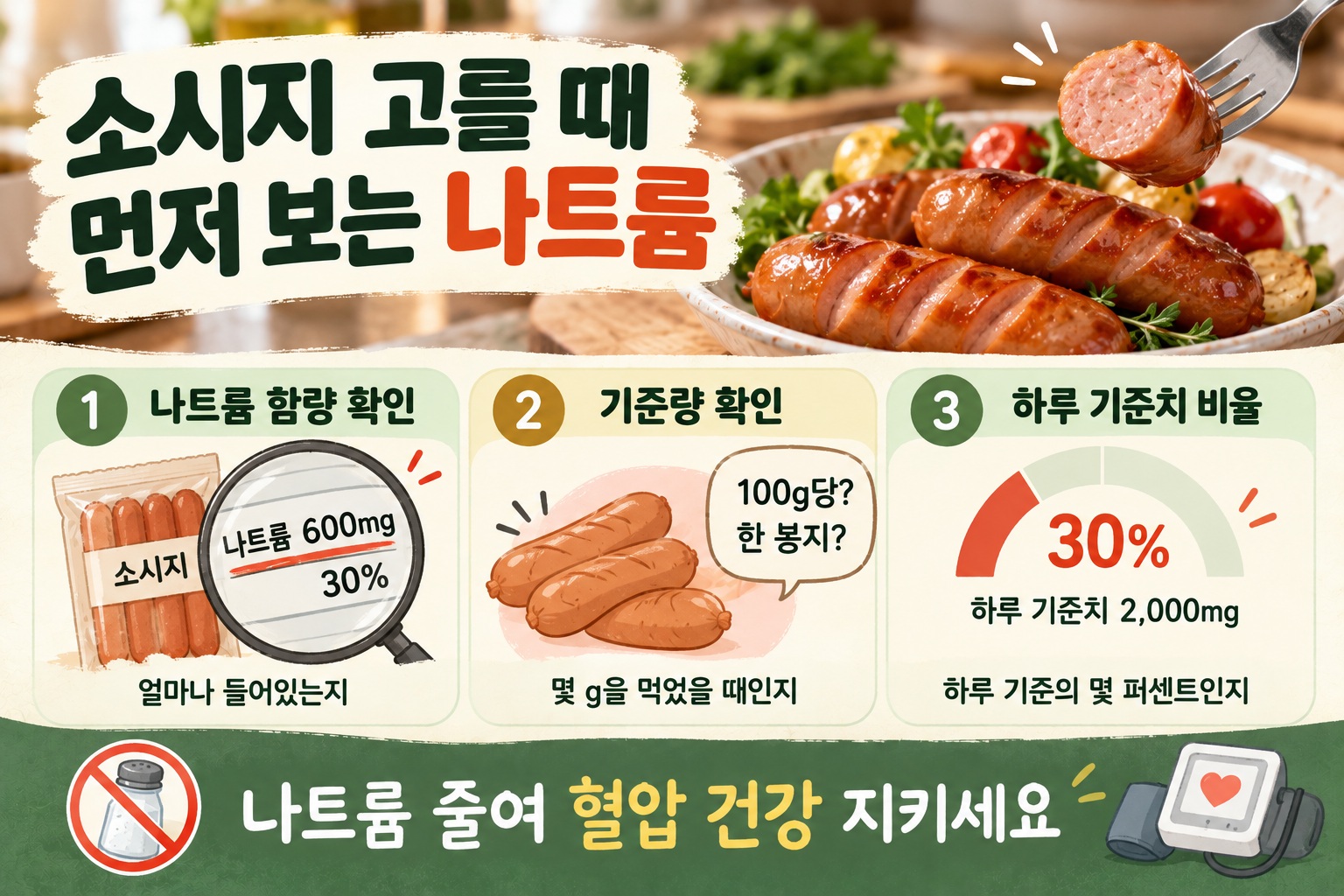 소시지 나트륨 확인법, 고혈압 걱정된다면 영양정보에서 이 3가지를 보세요