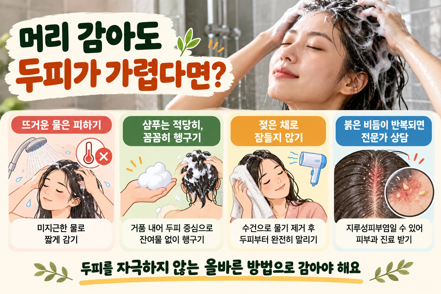 두피 가려움 원인, 매일 머리 감아도 간지럽다면 확인할 잘못된 샴푸 습관