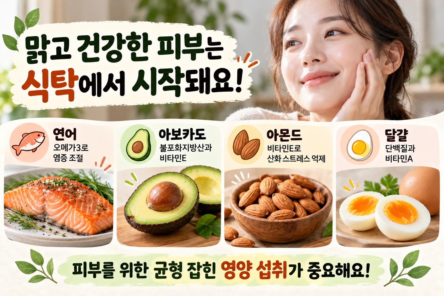 피부 장벽에 좋은 음식 4가지, 화장 들뜸·각질 신경 쓰인다면 챙겨볼 식품