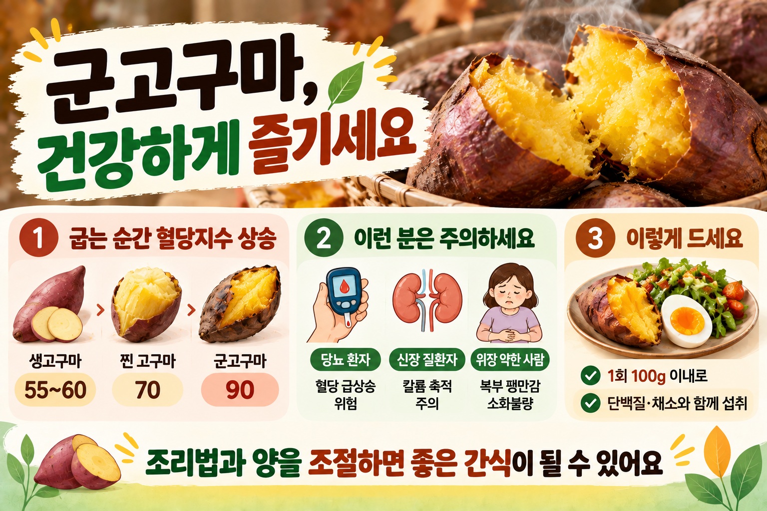 군고구마 혈당, 찐 고구마보다 빠르게 오르는 이유와 건강한 섭취법