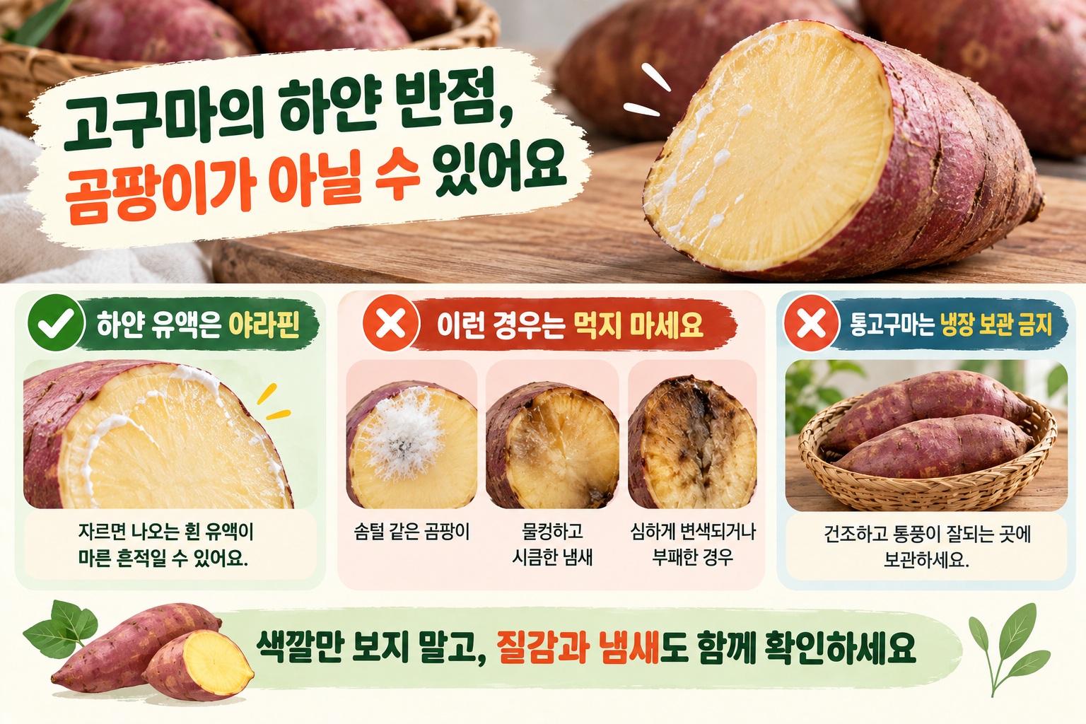 고구마 흰 반점 곰팡이일까? 야라핀 구별법과 안전한 보관법