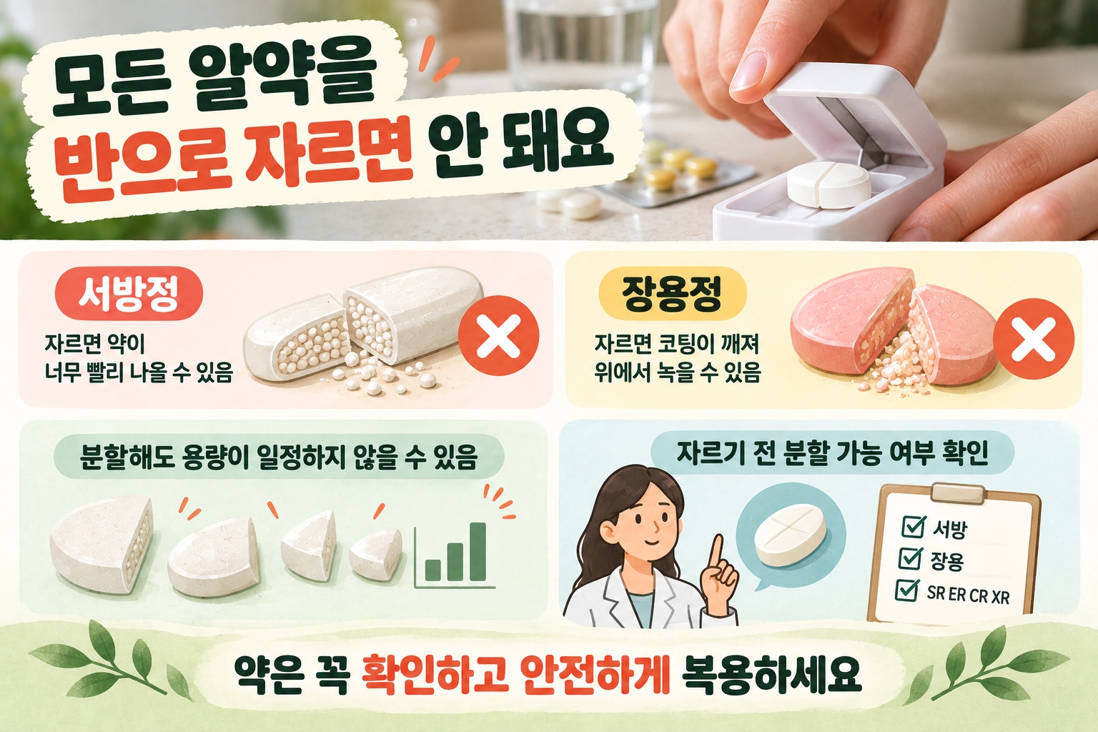 알약 쪼개기, 서방정·장용정은 금물…분할선 있어도 확인해야 하는 이유
