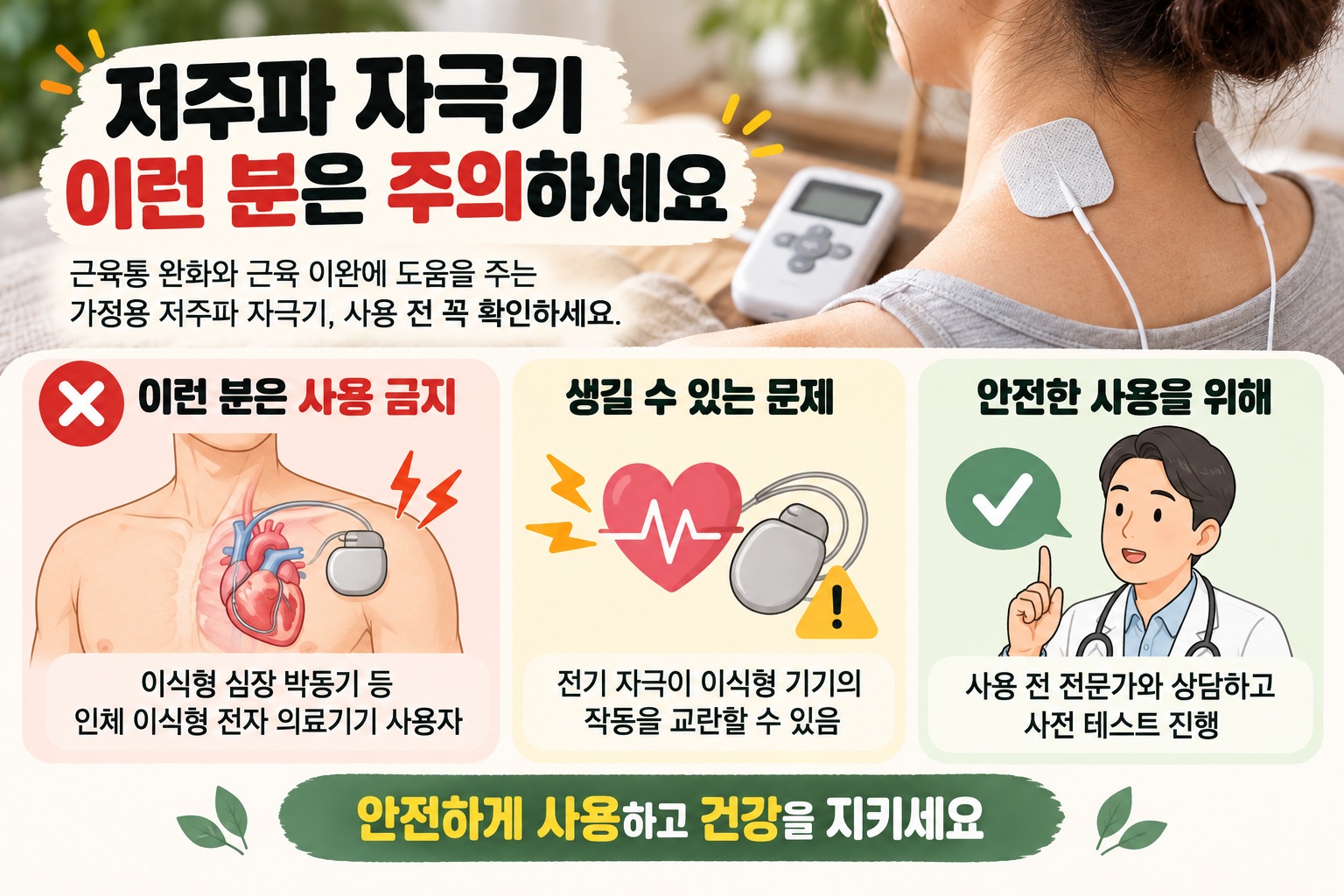 개인용 저주파 자극기 사용 주의, 심박동기 이식 환자가 피해야 하는 이유