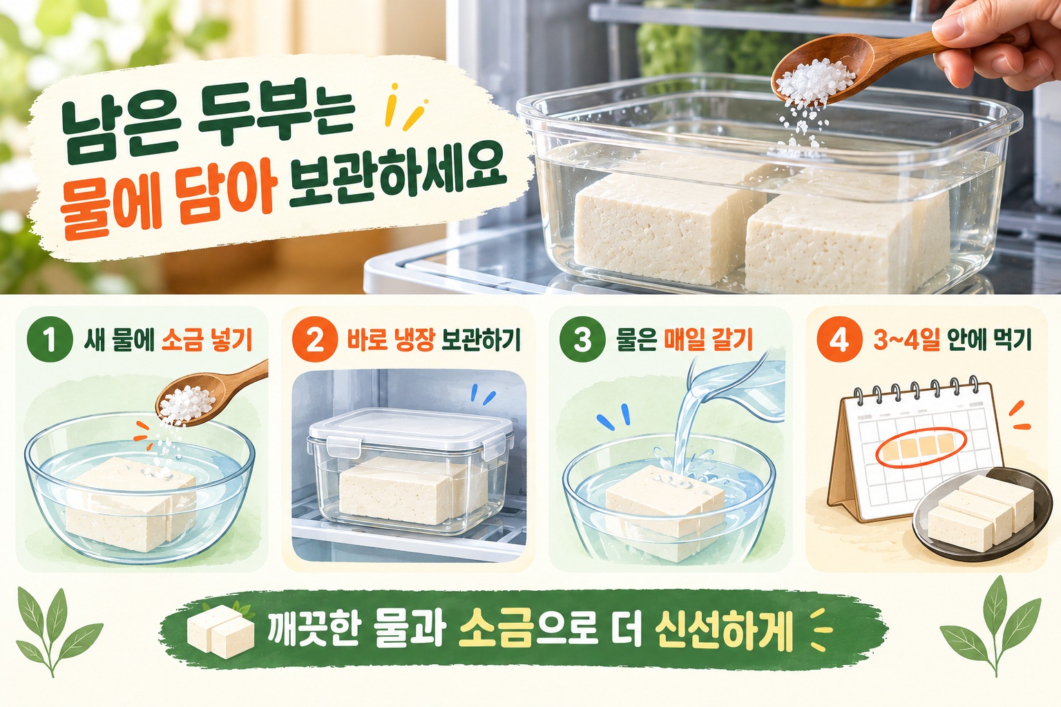 두부 보관법 남은 두부는 찬물에 냉장, 소금 넣으면 좋은 이유