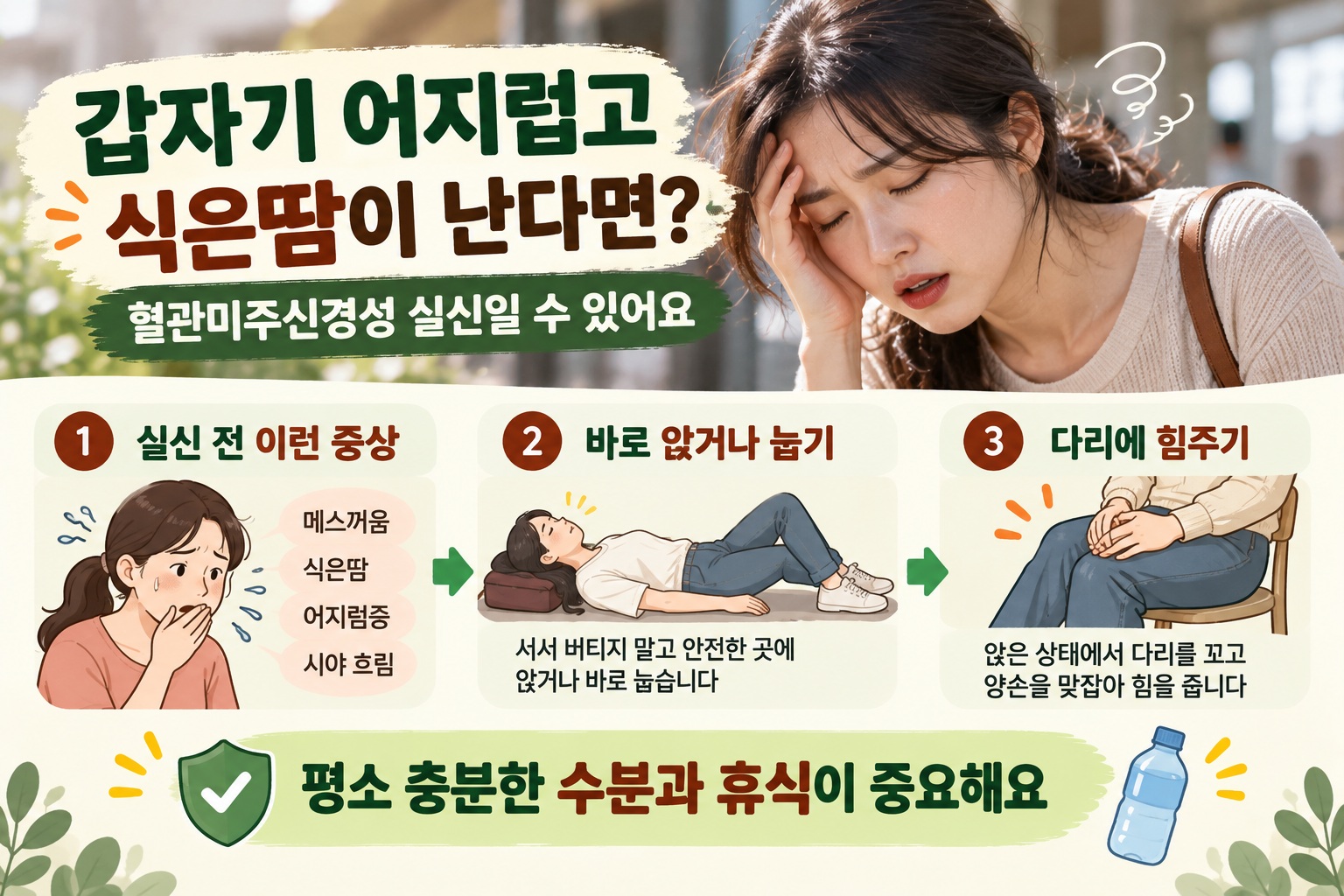 혈관미주신경성 실신, 식은땀·메스꺼움 전조증상 때 바로 해야 할 대처법