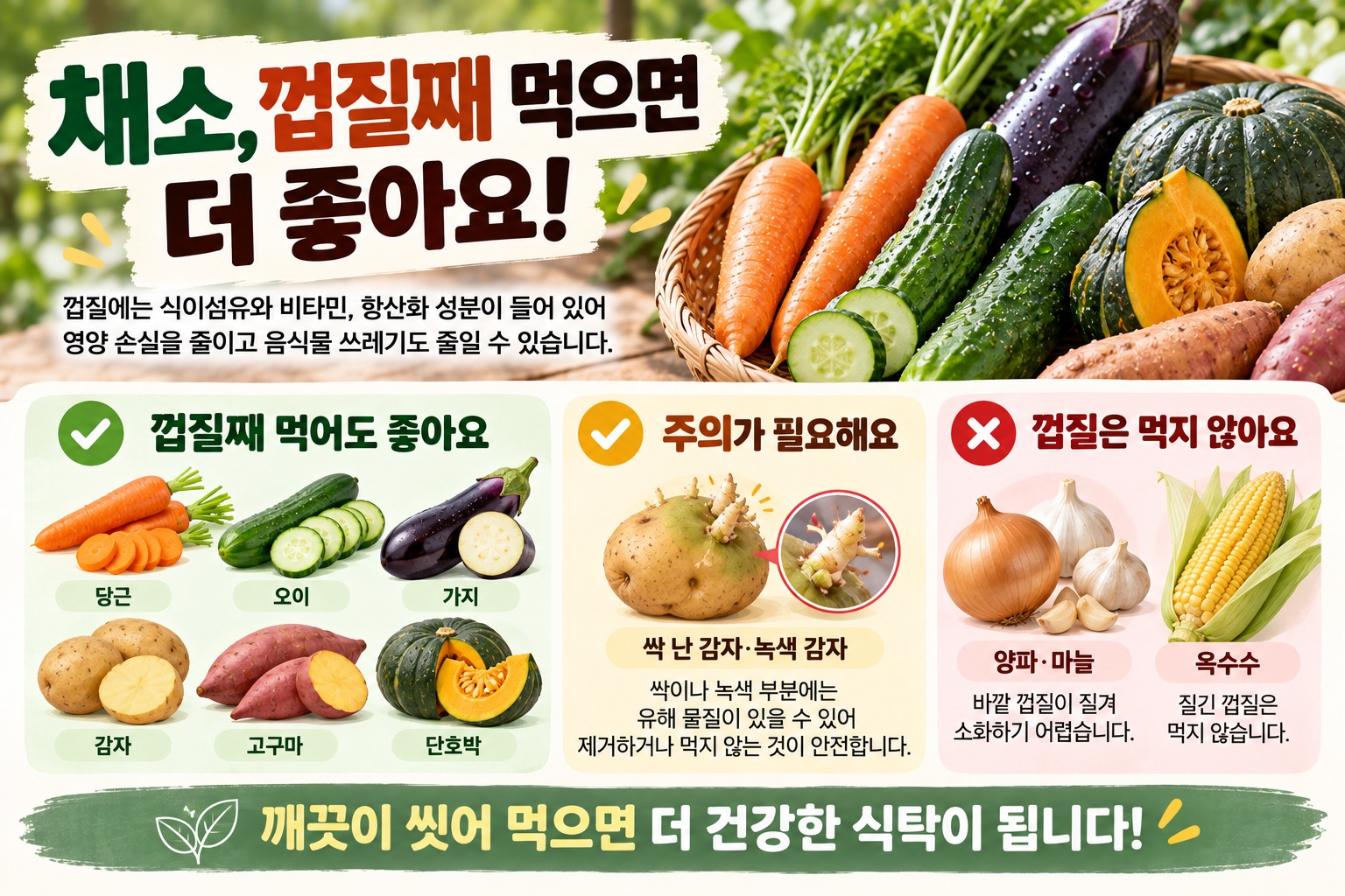 채소 껍질 먹어도 될까? 당근·오이·감자는 되고 꼭 벗겨야 할 것은