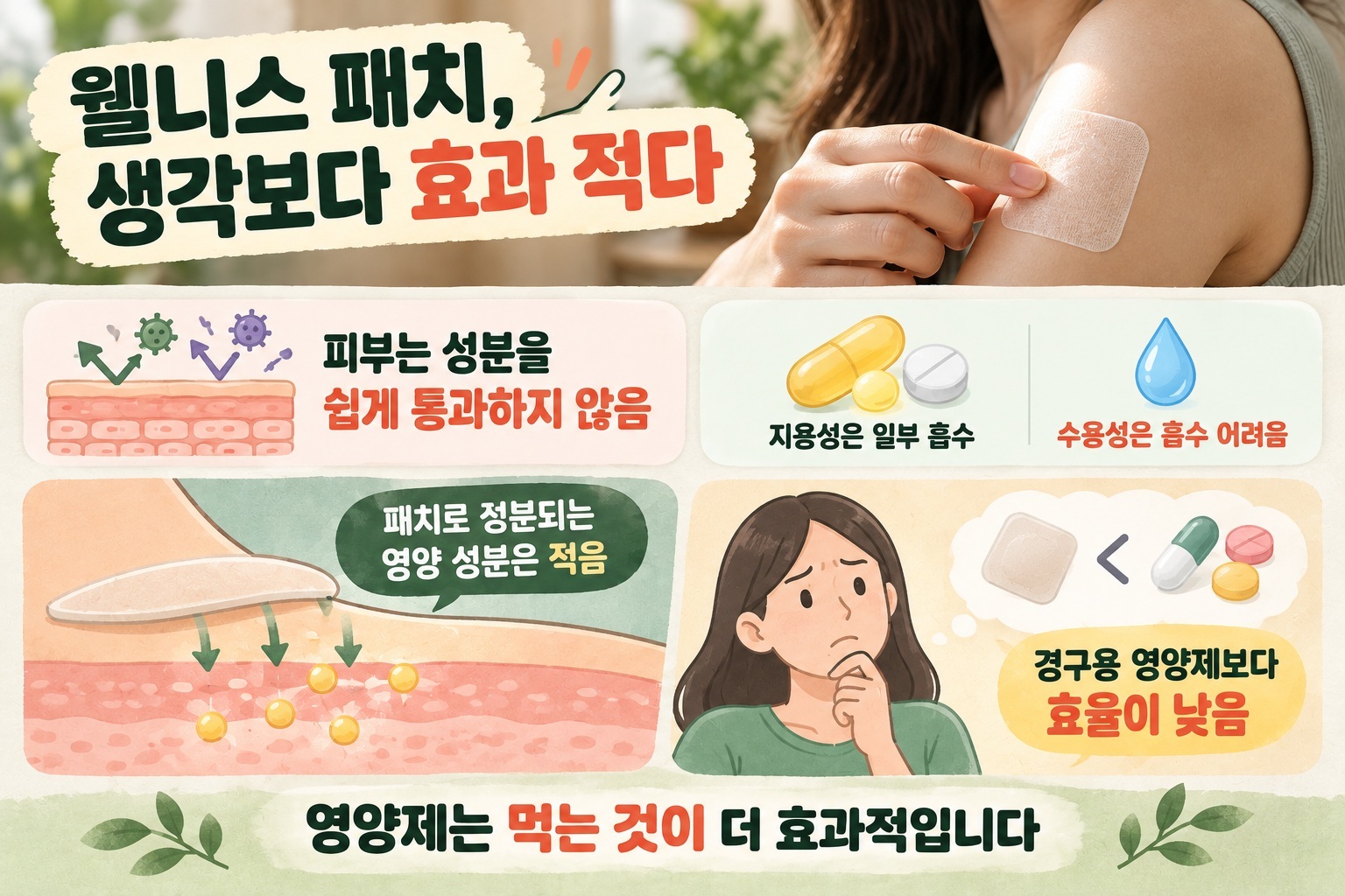 비타민 패치 효과, 피부로 영양소가 흡수될까…경구 영양제보다 떨어지는 이유