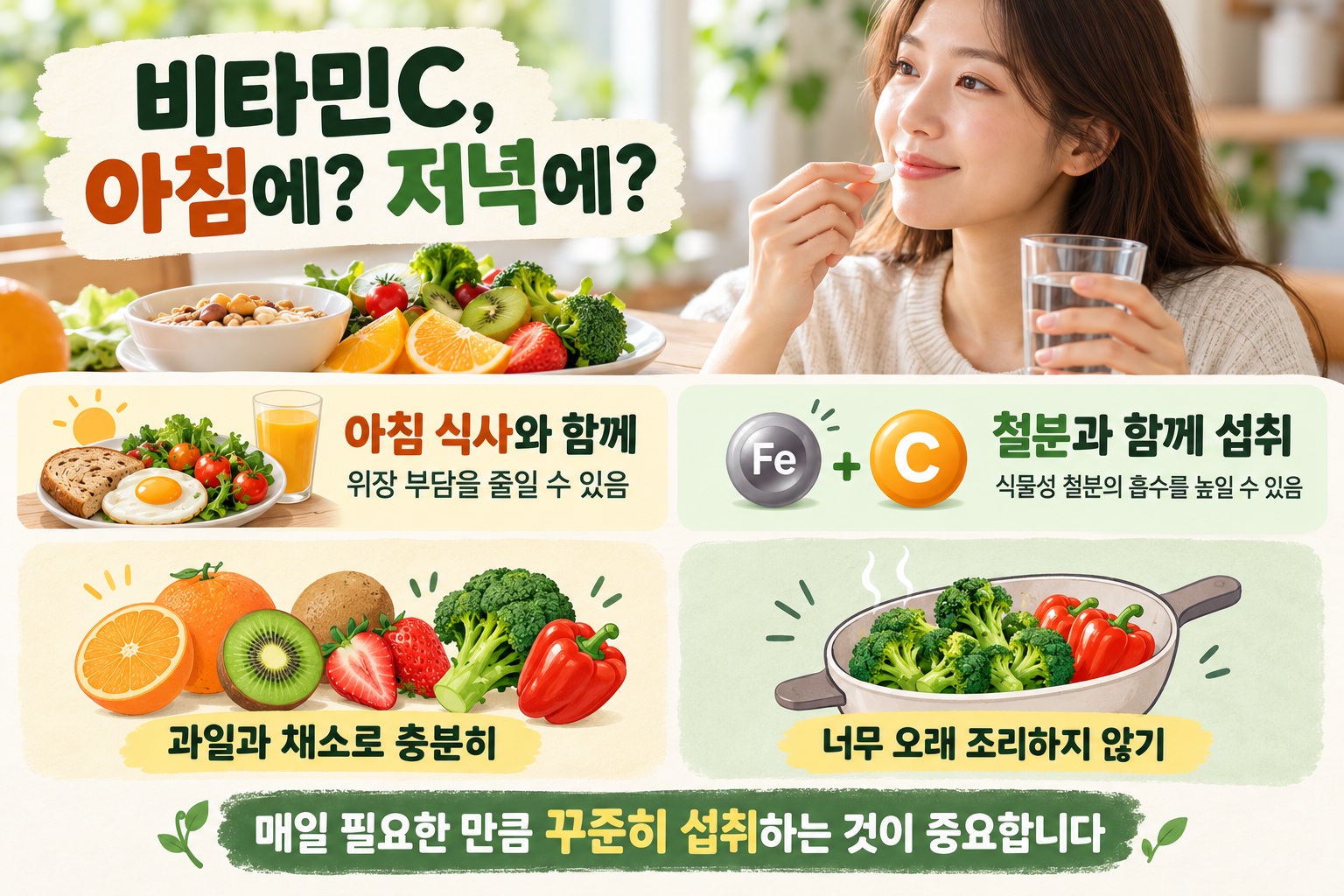 비타민C 복용 시간, 아침과 저녁보다 식사와 꾸준한 섭취가 중요한 이유