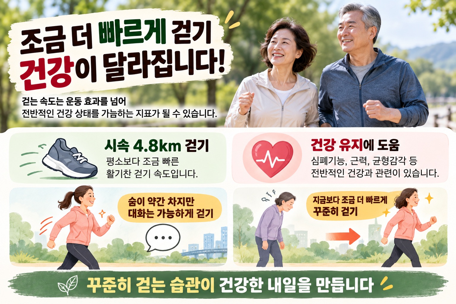 걷기 속도 시속 4.8㎞가 정답일까? 건강에 좋은 빠르기와 운동량