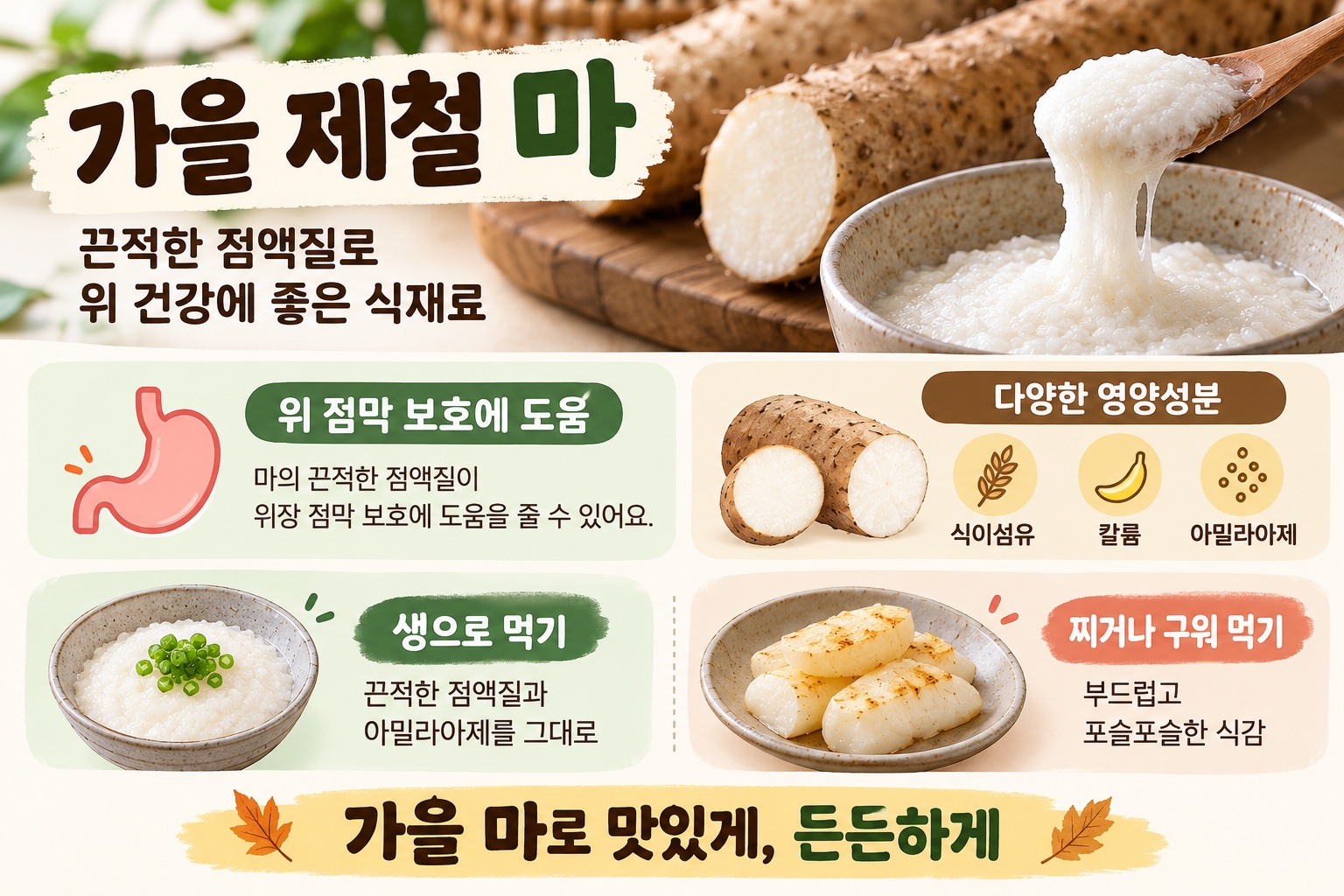 마 효능 위 건강에 좋을까, 끈적한 점액질 성분과 생마 먹는 법