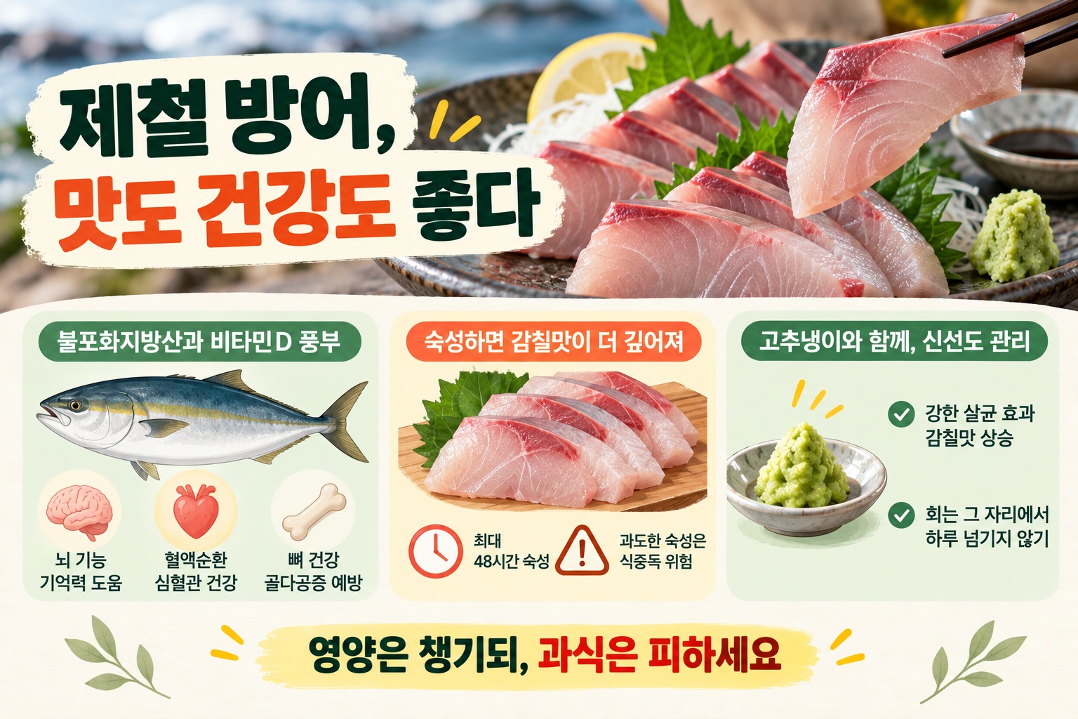 겨울 방어 효능과 숙성 주의점, 오래 두면 히스타민 식중독 위험 커진다